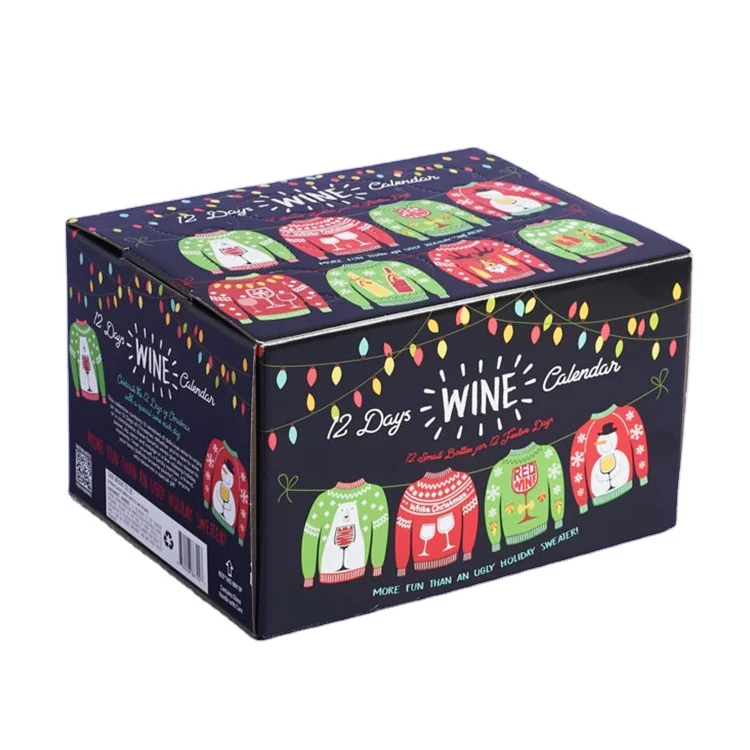 Wholesale Wine or Beer Advent Calendar Box Wine Packaging Juice Box Advent calendar Box For Christmas Wine Advent Calendar