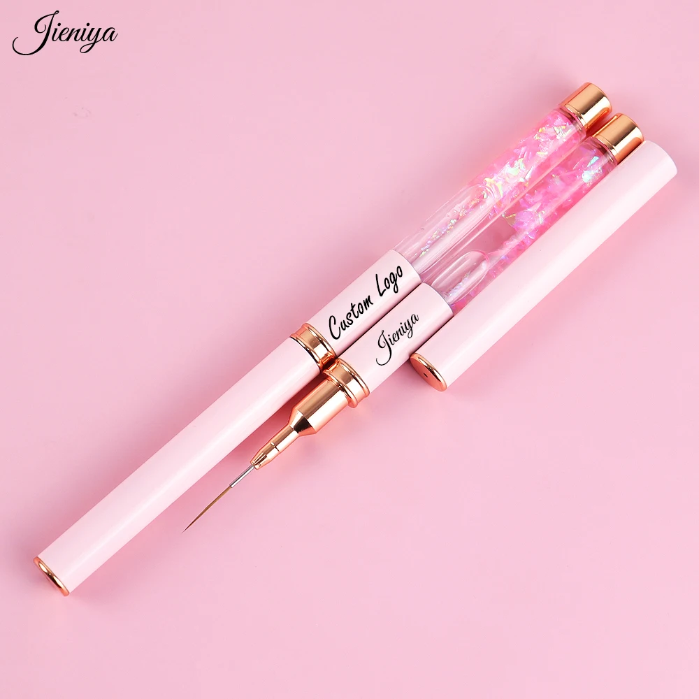 Liquid Pink handle Manicure Tool Wholesale Painting Drawing Nail Liner Brush Painting Flower Pen Striping brush Nail Art Brush