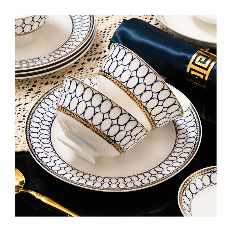 High Grade Good Price Custom dinnerware luxury porcelain dinner set gold dinnerware sets porcelain luxury ceramic tableware