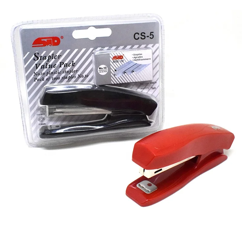 CS-5 Factory Promotional Office School Stapler Value Pack Plastic Stapler With No.10 Staples Set