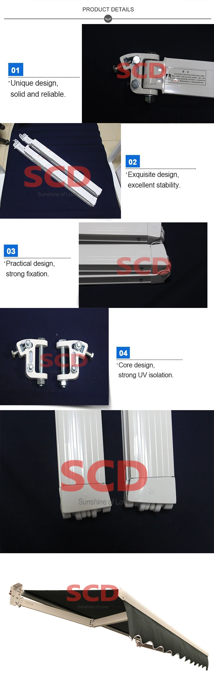 Dark Power Coated Wholesale Balcony Electric Full Cassete Outdoor Retractable Awning with LOGO Printing
