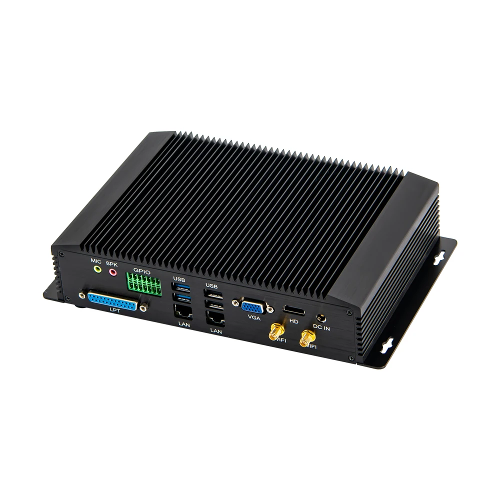 Industrial Fanless Mini PC with RS232 and LPT Core i7-8550U i5-8250U i3 DDR4 Rugged Computer dual Lan 6COM GPIO industrial pc
