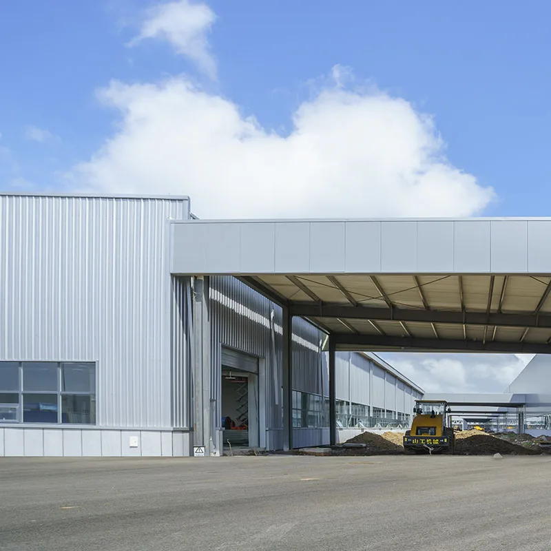 Prefabricated steel structures in modern design are used as workshop building materials