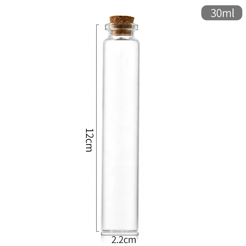 22mm clear Tube glass vial with cork stopper for food packaging /wishing small drift bottle vials in 5ml 8ml 10ml 15ml 20ml 30ml