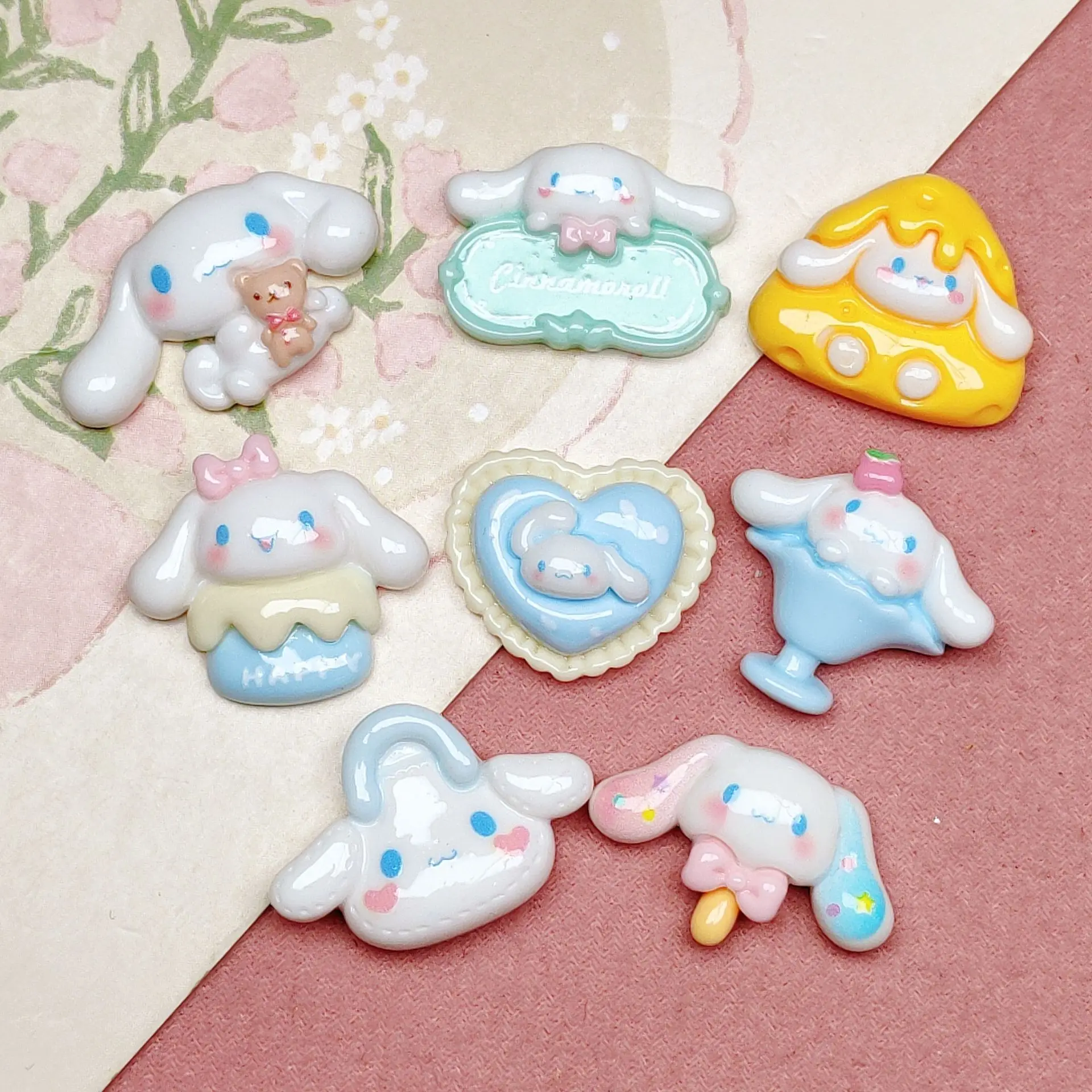 White&Blue Nail Art Dog Cake Heart Sweet Cute Cartoon Creative Cream Glue Large Size Resin Accessories Super Cute