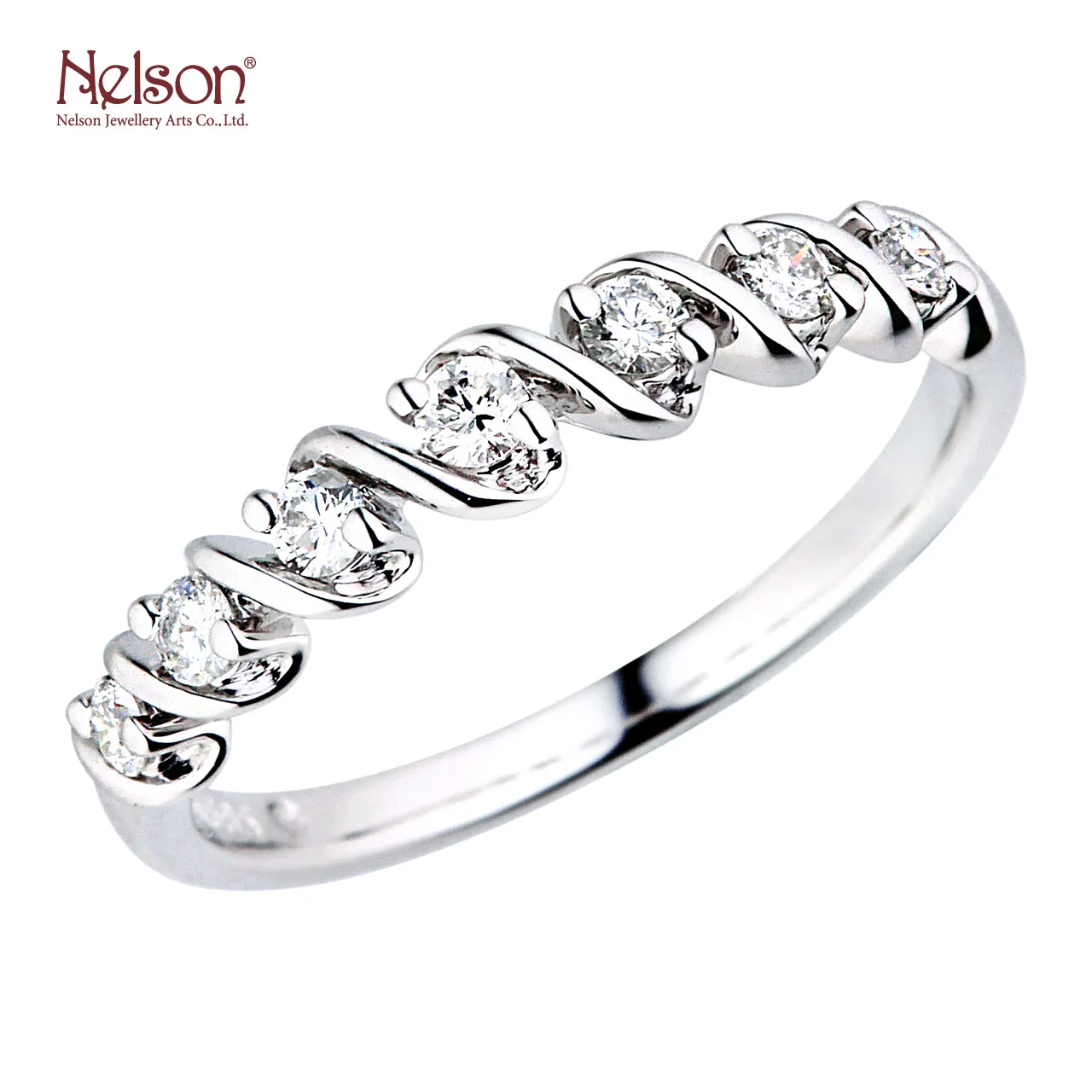 
High Quality Jewellery Manufactuer Elegant Popular Design Hyperbole 18K 750 White Gold 7-Stone Natural Diamond Ring For Women 
