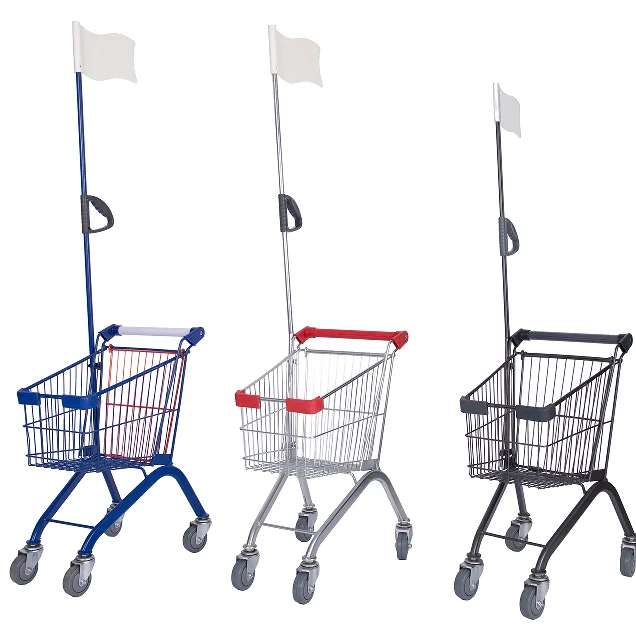Children Metal Toy Gift Shopping Cart Mini Shopping Trolley with Flag Design