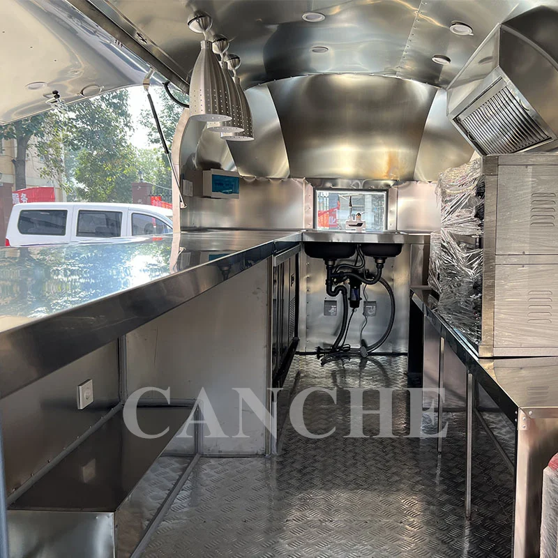 Airstream стиль из нержавеющей стали роскошный кемпер прицеп открытый индивидуальный многофункциональный мобильный Кемпинг киоск тележка