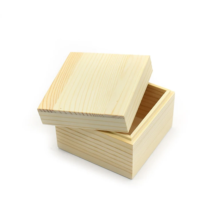 Custom logo 10*10*8cm wooden storage box natural wood jewelry gift box