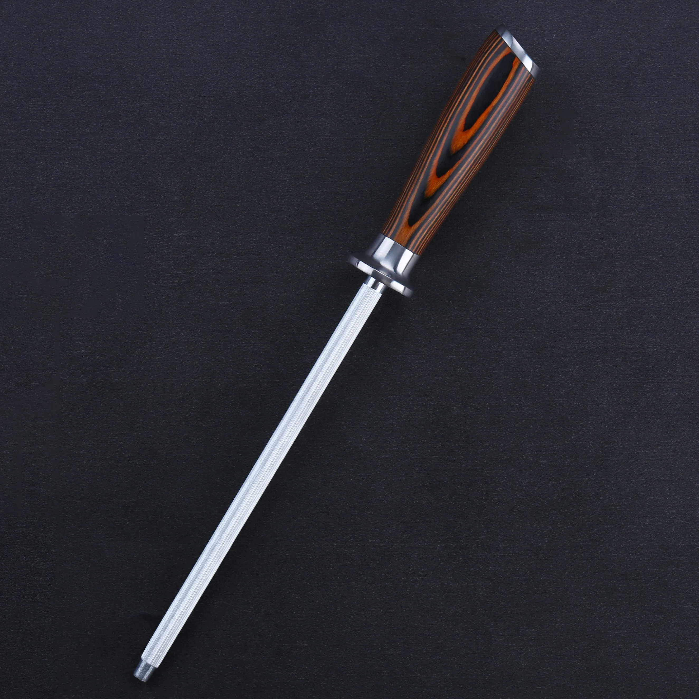 OEM New Style  Stainless Steel  8 Inch Knife Sharpening Rod With Black or Brown Pakka Wood Handle