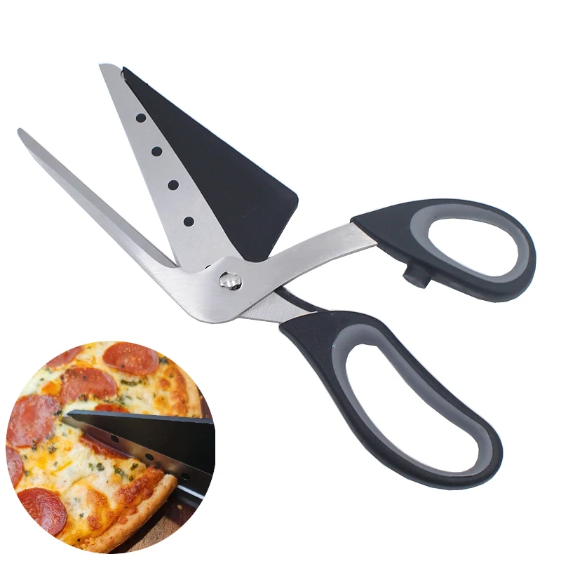 Pizza Scissors Cutter One-Handed Operation Stainless Steel Pizza Spatula Slicer