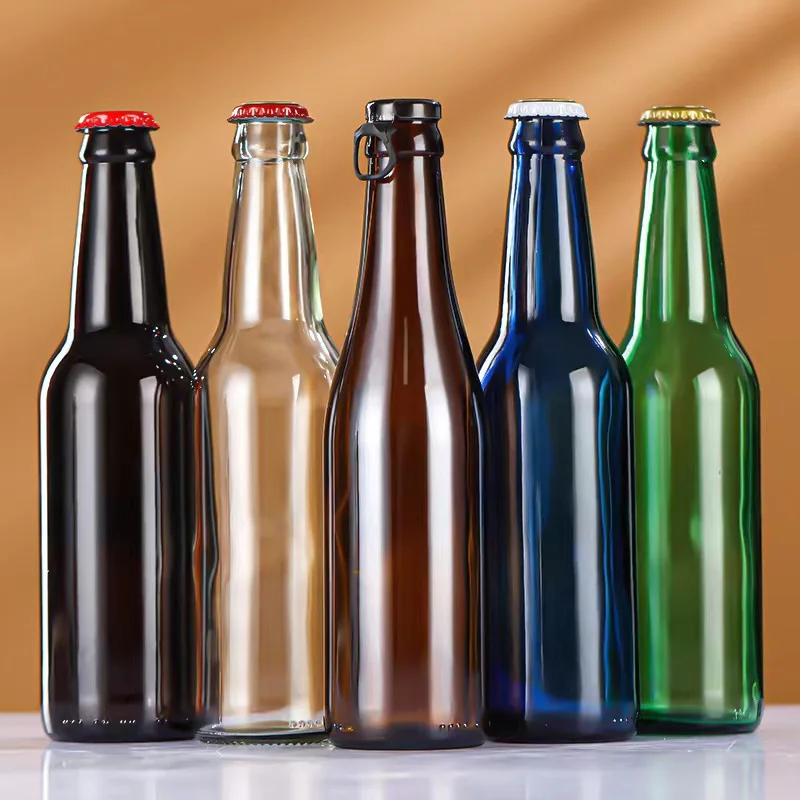 Beer Glass Bottle Bottle with Beer Bottle Opener Metal Mochine Clear/blue/amber 330ml 500ml Luxury Carton Screen Printing BB