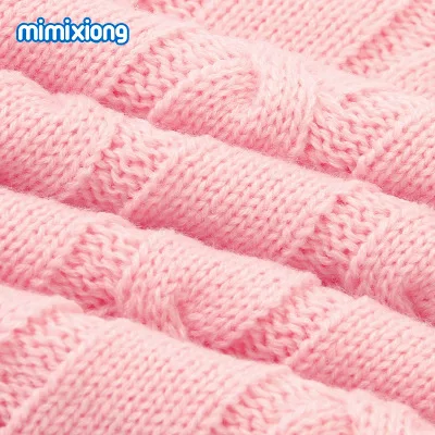 Wholesales  solid knitted baby blanket fabric natural warm knitted crochet baby swaddle wrap blanket winter