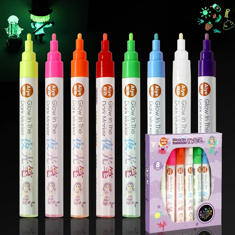 Luminous Marker Pens Non-toxic Washable Neon Fluorescent Glow In The Dark Markers Pens For Fabric
