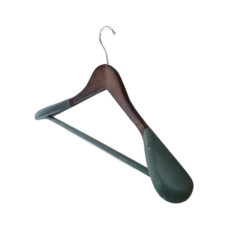 Factory Supply Hot sale Luxury Wide Shoulder Custom LOGO Wood Hanger Stand With Pant Bar For Hotel