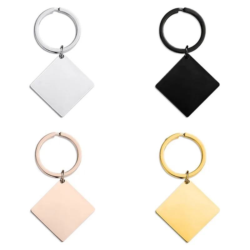 Wholesale Family Drive Safe Car Blank Rectangle Key Chain New Style Stainless Steel Keychain Creative DIY Engraved LOGO