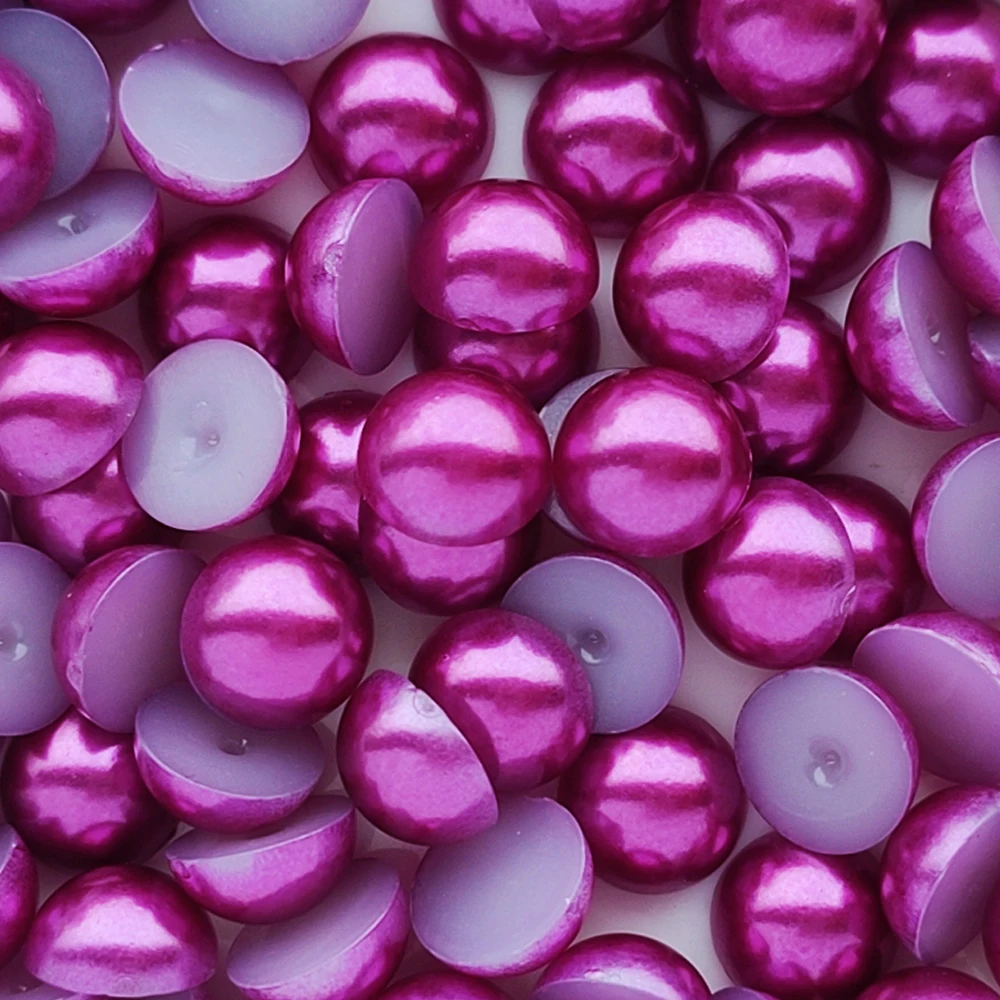 Amethyst Flatback Pearl Beads Plastic Half Round Pearls For DIY Decoration Jewelry Nail Bags Phone Making DIY Craft Decorations