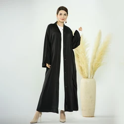 2023 EID Muslim Solid Color Islamic Abaya Muslim Ladies Abaya Modest Open Abaya With One Belt