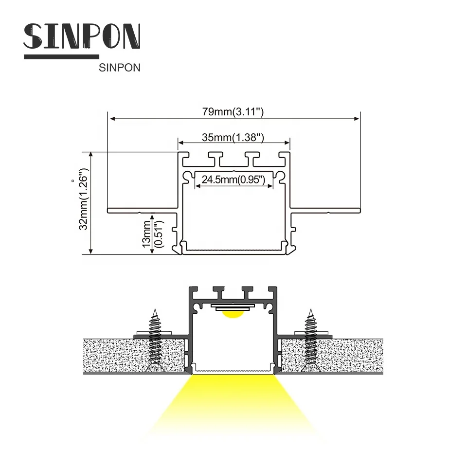 ALU7932 79mm * 32mm Led Aluminum Profile
