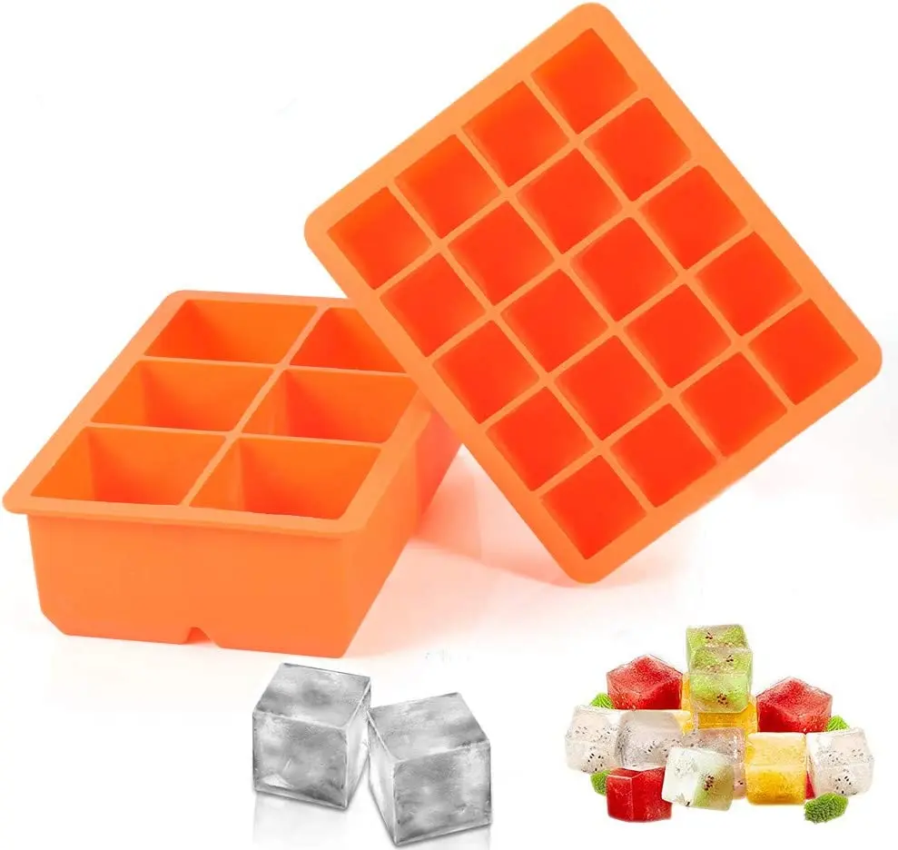 FENGYI Custom Logo Silicone Ice Cube Trays BPA Free Whiskey silicone Ice Cube Mold 20 Grids Ice Storage Box Kitchen Gadgets