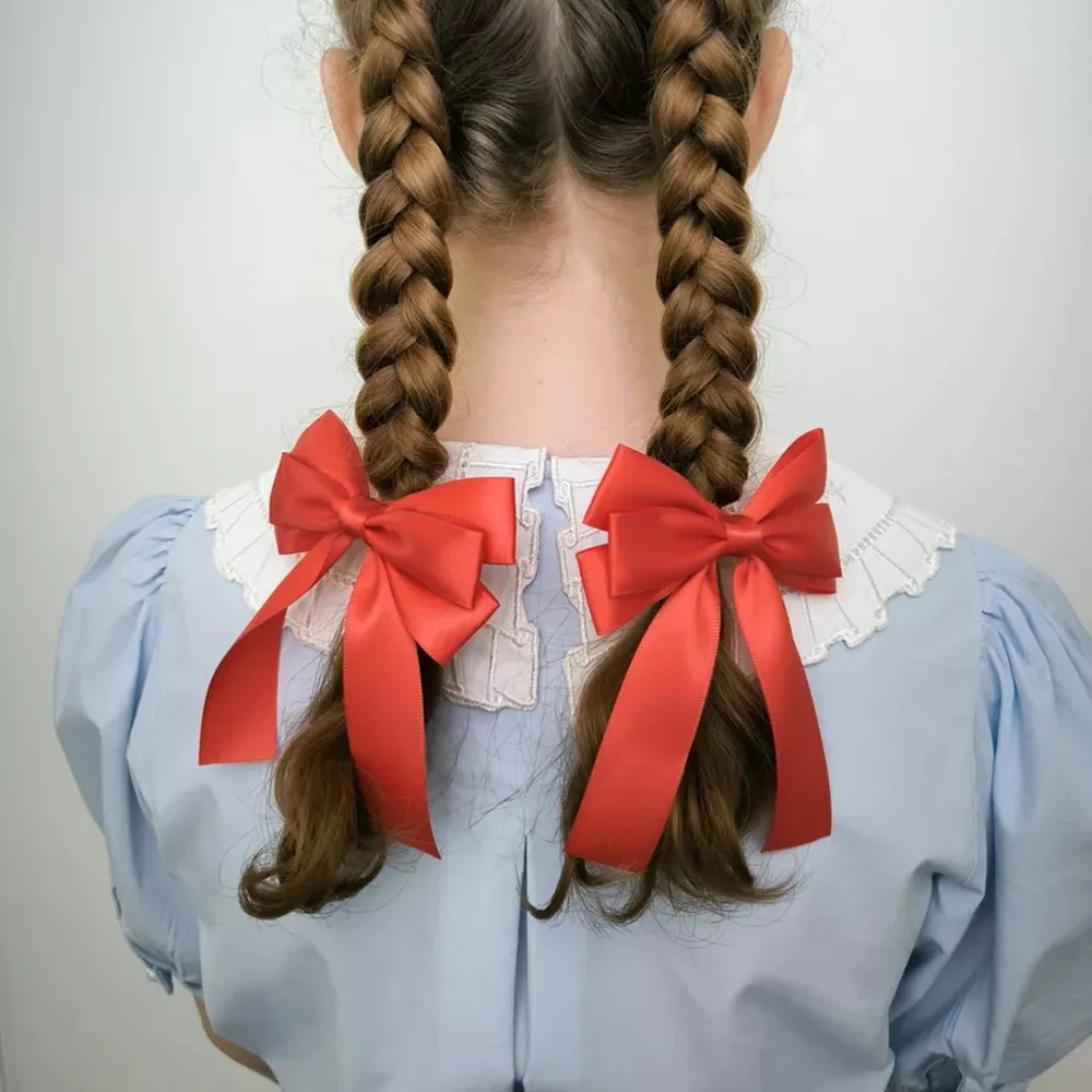 Wholesale Ribbon Bow Hairpin Girls Hair accessories Solid color headwear bow scrunchie