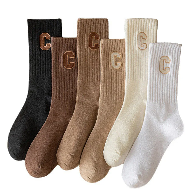 couple socks sports pure cotton cable knit leg warmers cotton spring autumn ins tube colo winter socks