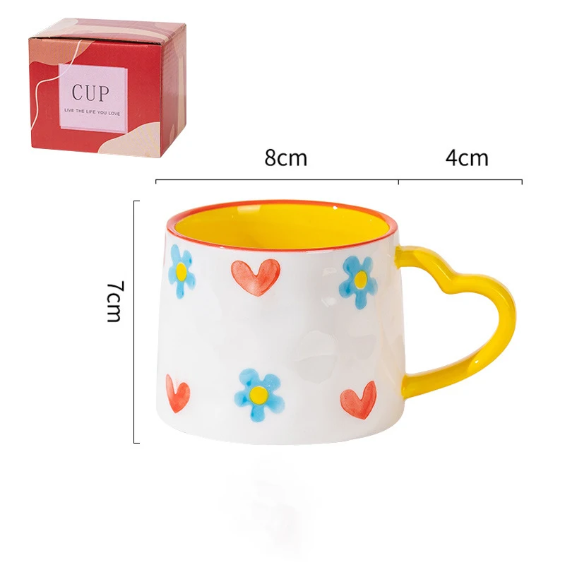 Cute Girly Heart Ins Style Ceramic Cup Mug Love Creative Hand Painted Cup Coffee Cup Souvenir Gift