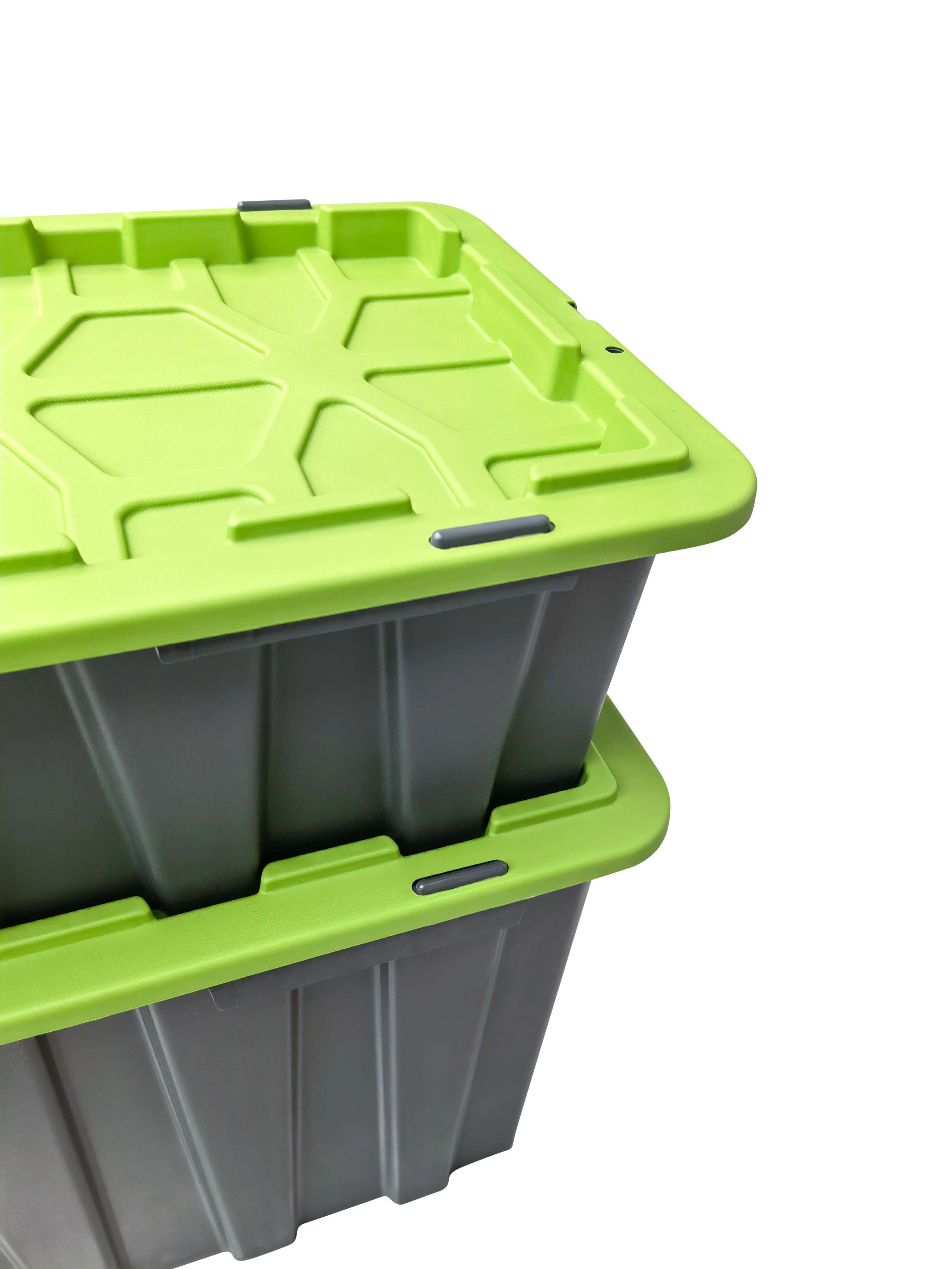 Customized 60l Stackable Plastic Heavy Duty Box with Green Lid