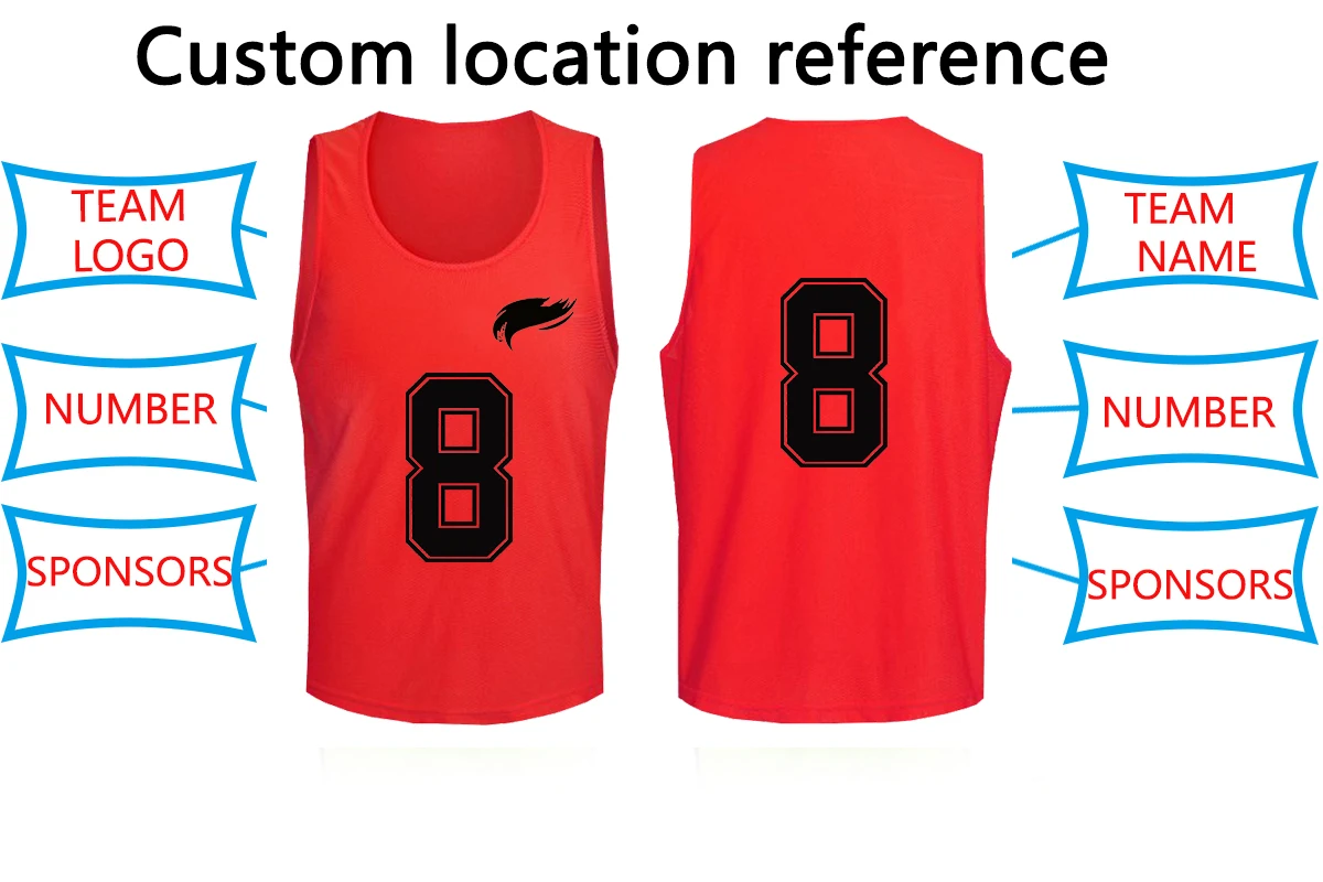 High quality football numbered soccer training bibs pinnies scrimmages