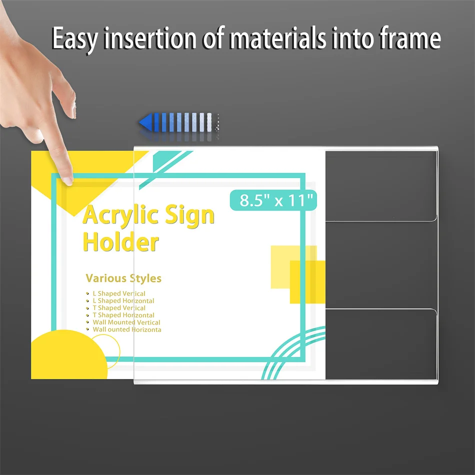 (6pack)8.5*11 inches Clear Sign Holder Double-Side Meun Ad Frame Ticket Frame Holders With 3M Tapes For Cafes,Restaurant