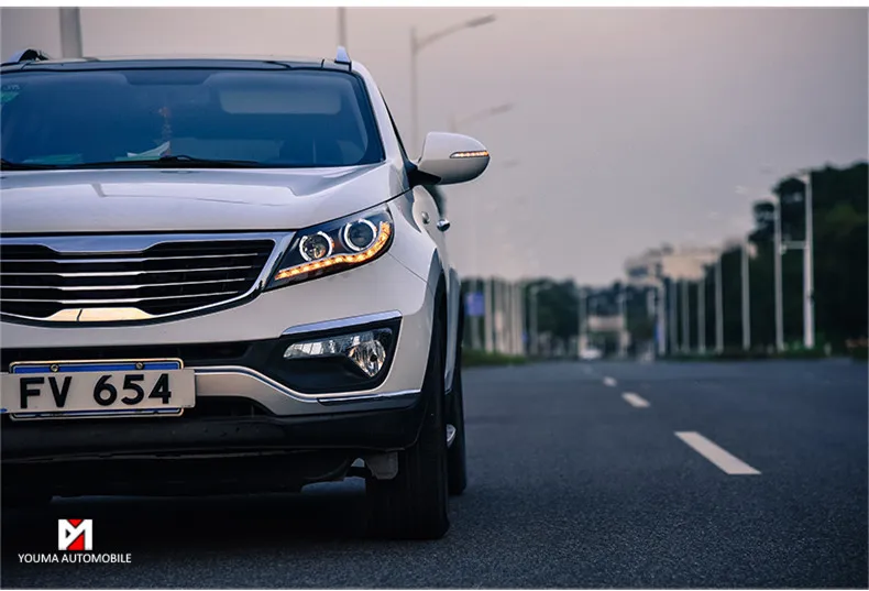 Для автомобильной фары 2009-2013 Sportage R для KIA светодиодные головного света с DRL Автомобильная фара в сборе
