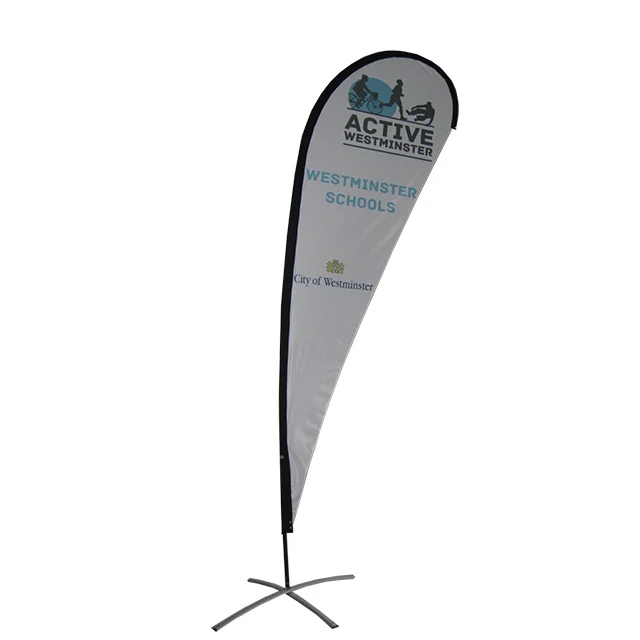 Tear Drop Feather Knife Beach Banner Flag With Stand Fiberglass Pole Aluminum Flagpole Tube