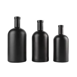 Matte Black Empty Liquor Bottle 500ml 750ml Nordic Gin Whiskey Vodka Spirit Glass Bottle 1000ml for Liquor Rum