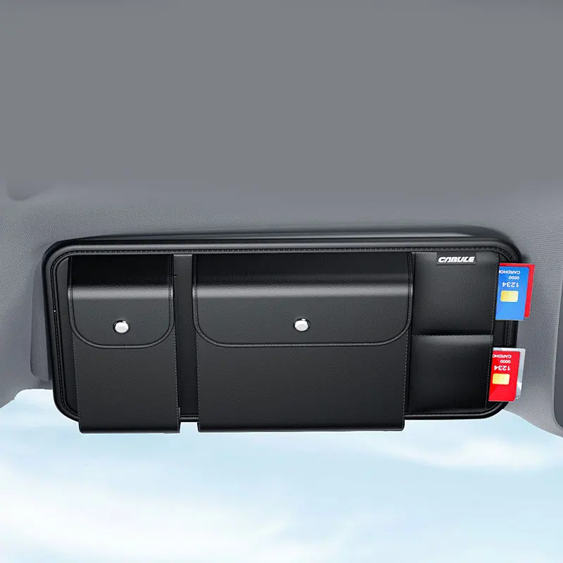 Wholesale Card Holder Car Accessories Automobile Leather Sunglasses Storage Pocket Pouch Holder For Car Sun Visor Organizer