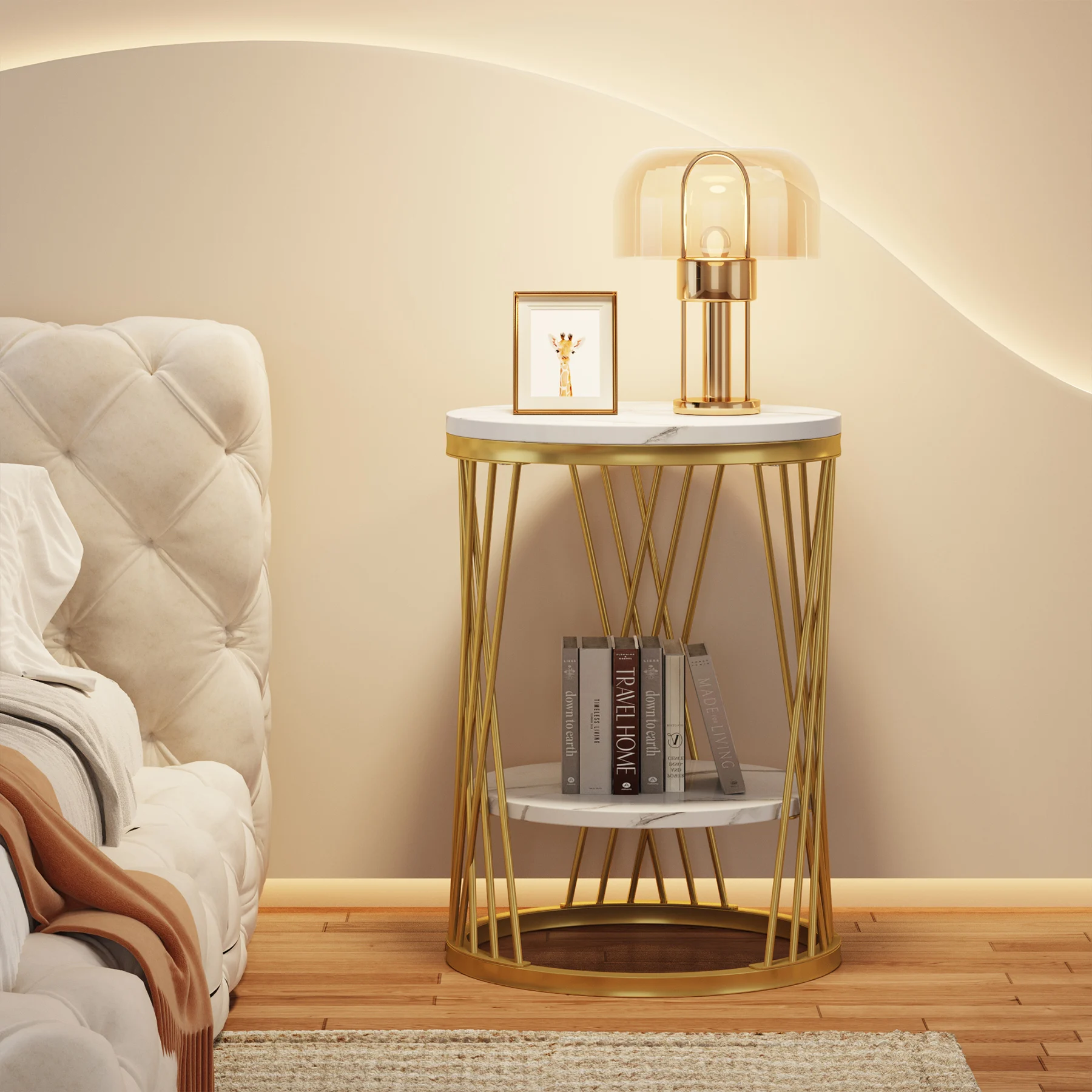 Tribesigns Marble Coffee Table  Sofa Side Table Table with Metal Legs for  Living Room
