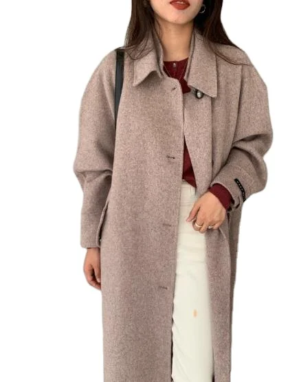 
Korea Imported guest fabric Loose rotator cuff Open fork design 100% wool coat 