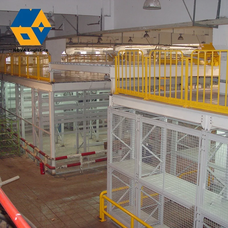 NOVA Prefabricated Heavy Duty Powder Coating Racking, Metal Warehouse Mezzanine Shelving/
