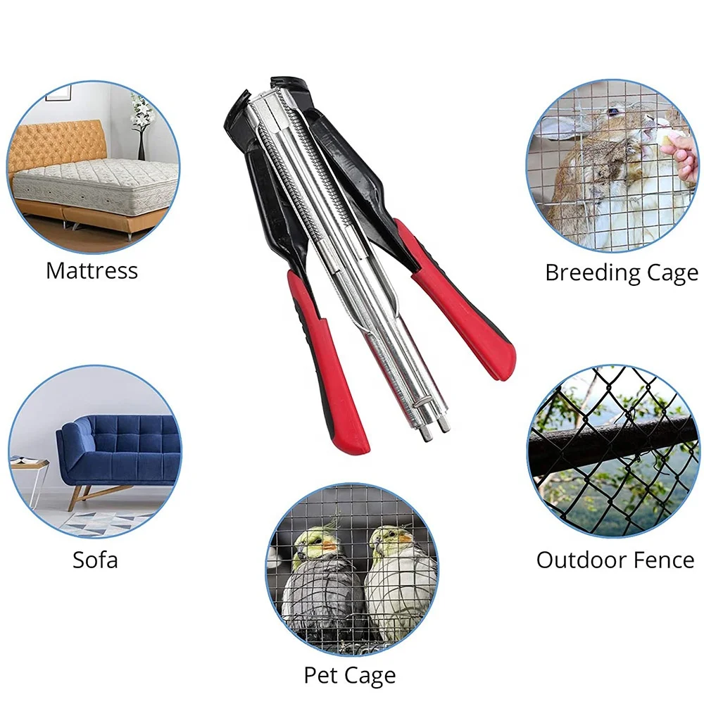 Hog Ring Pliers Automatic Fencing Pliers with 2500pcs Hog Rings Fence Clips C Type Nails Fencing Kit