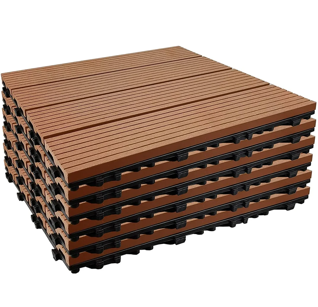 Composite Floor Patio Garden Swimming Pool Balcony Piso Walkway Roof Tiles WPC Board Interlocking Deck Tiles DIY Wood Plastic