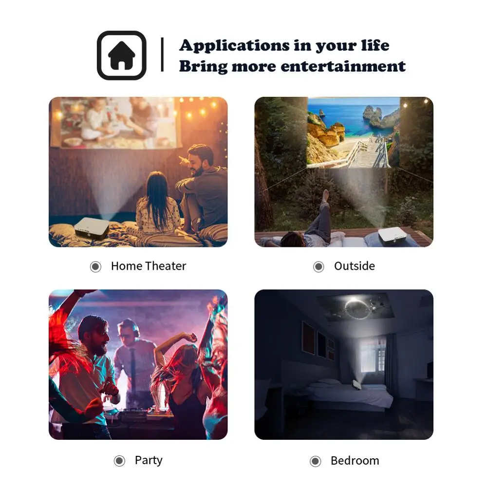 [1080p Android Projector]Hot Popular Native Full HD 1080P 4K LED Portable Video Home Theater Projectors