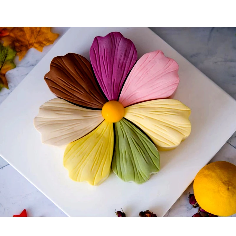 Seven color petal mousse mold French dessert cake silicone mold