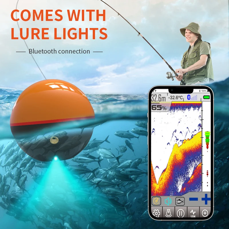 Erchang F68 Wireless Echo Sounder Two Beam Frequency Fish Finder Portable Sonar For Fishing IOS&Android