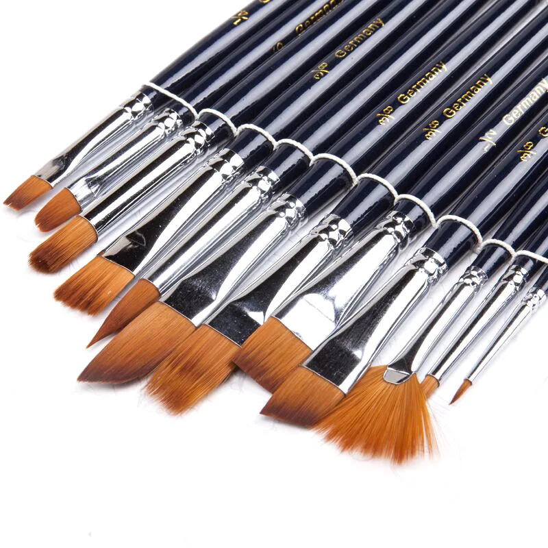 Art supply 12pcs Art Painting Brush Assorted Set for Acrylic Watercolor Gouache (1600591569514)