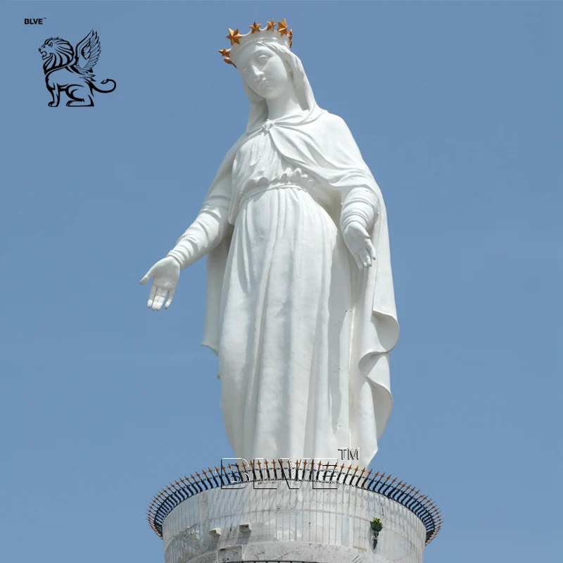 BLVE Handcarved Large Outdoor Religious Our Lady Giant Marble Holy Mary Statue Pray to the Virgin of Lebanon
