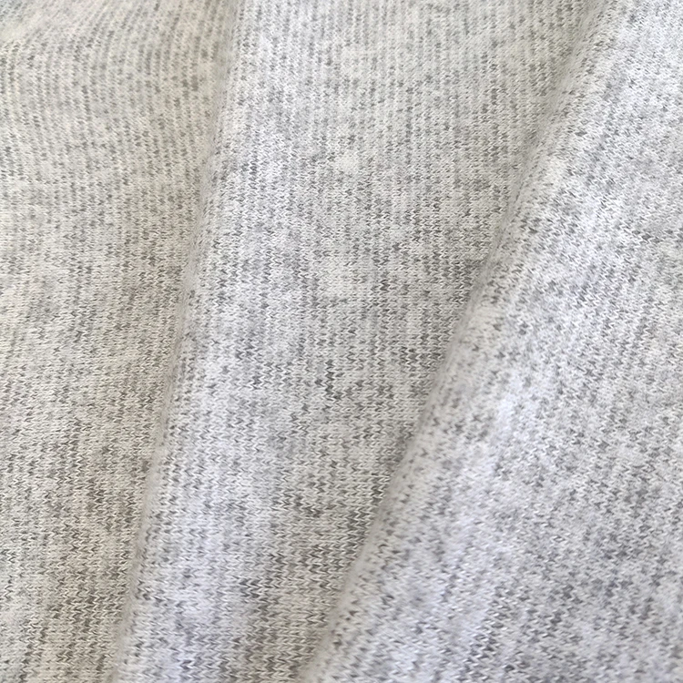 Soft hacci fabric 195gsm single brushed 68% rayon 28% polyester 4% spandex knit fabric for sweaters and sleepwear