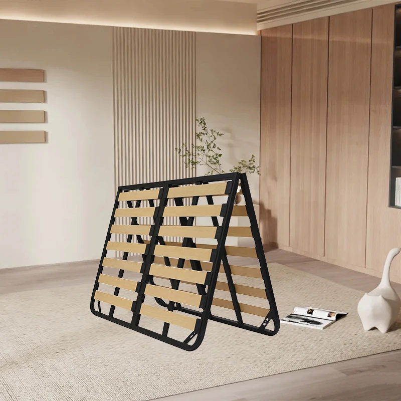 Wholesale Foldable Designs Wood Slats Metal Single Twin Double Full Queen King Size Bed Frame Luxury With Various Folding Types