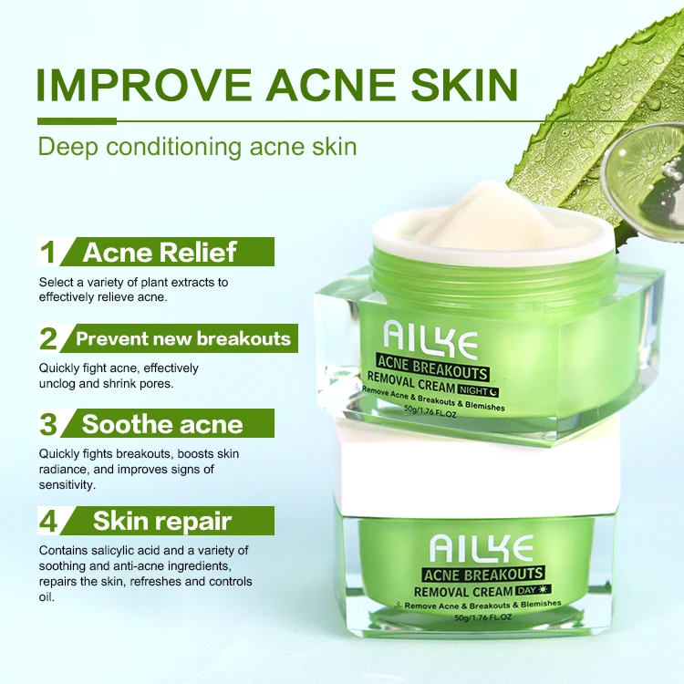 AILKE Acne Treatment Cream Anti Acne Face Cream & lotion Spots Oil Control Shrink Pores Moisturizing Skin Care Serum 50g*2