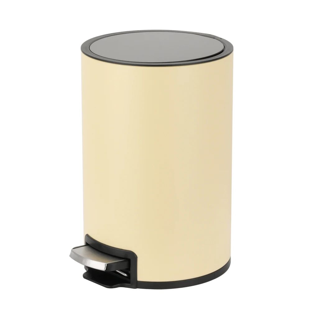 Office kitchen bathroom Stainless steel yellow thin lid design trash dust bin for waste paper bin soft close pedal bin