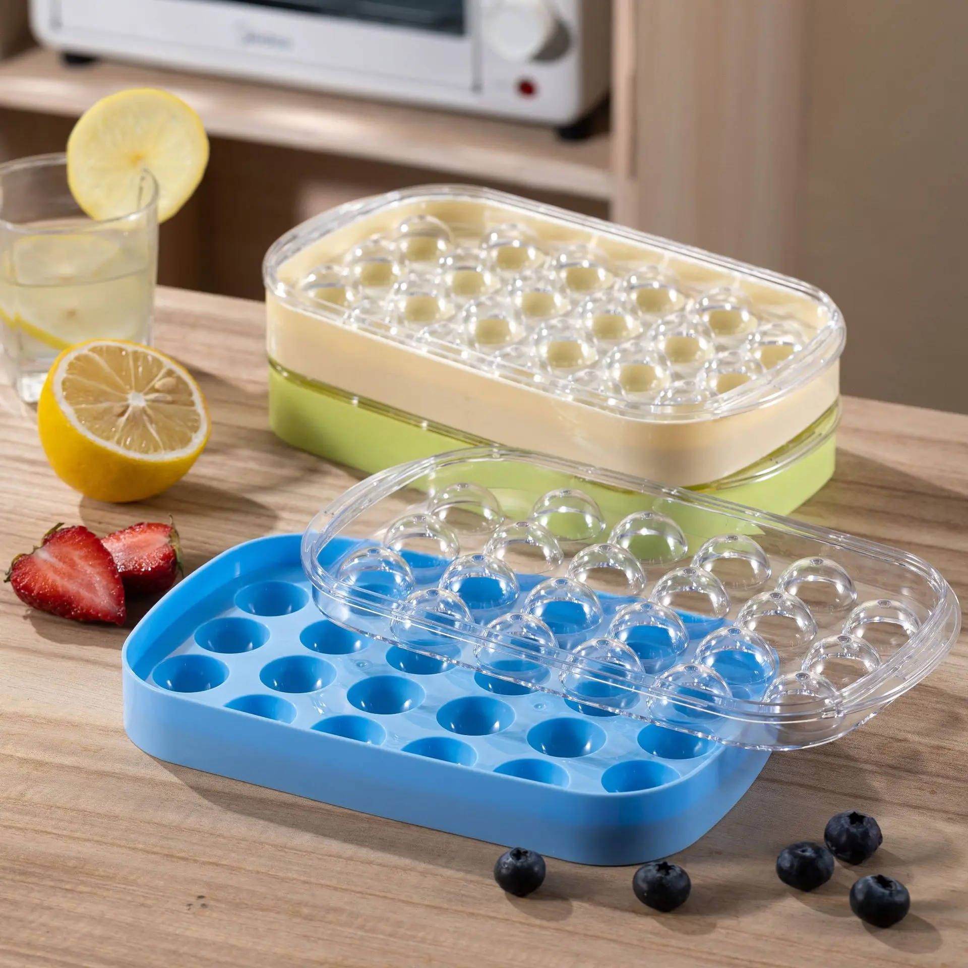 2024 Summer New Arrivals DIY ice maker 8 Grids Large Ball Ice Mould with lid ice cube tray box for bar whisky