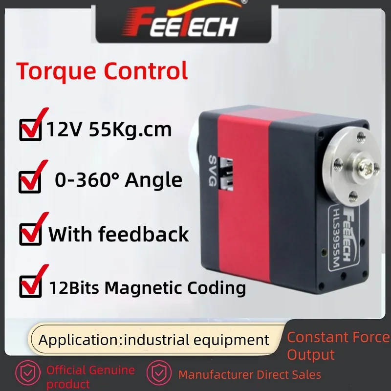 Torque Control 55Kg.cm Metal Double Shaft TTL Robot Motor HL3955M 360 Degree For Dexterous Robotic Arm Fixture Grip Robotic